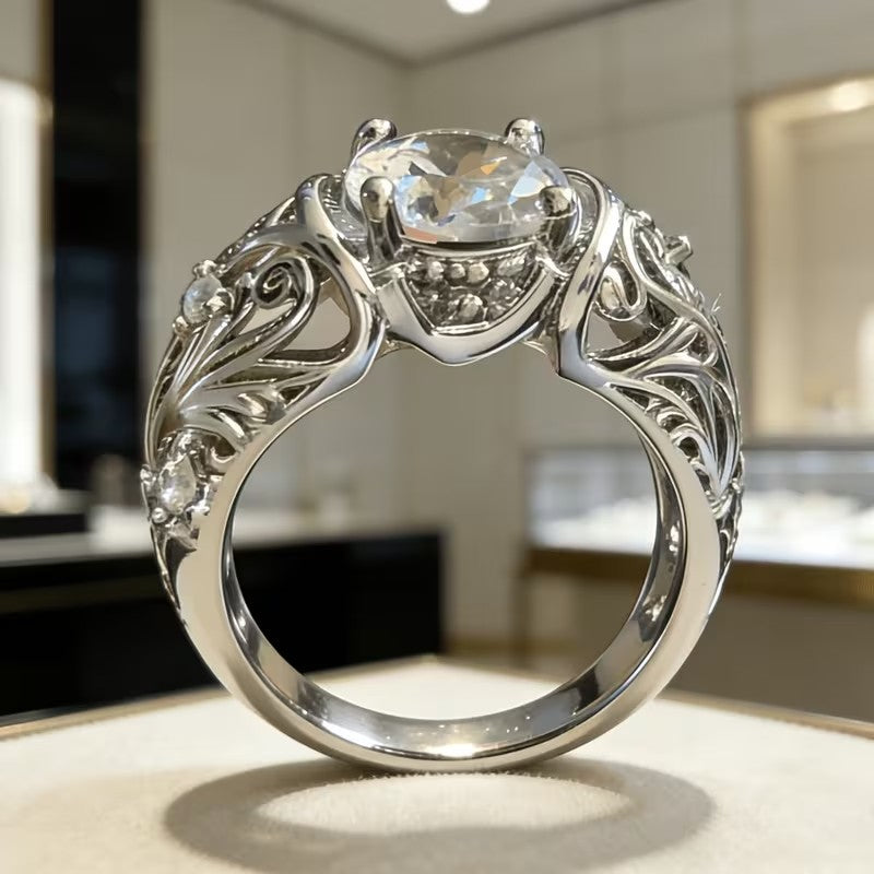 Women's & Men's Simple Zircon Vintage Flower Shape Diamond Ring