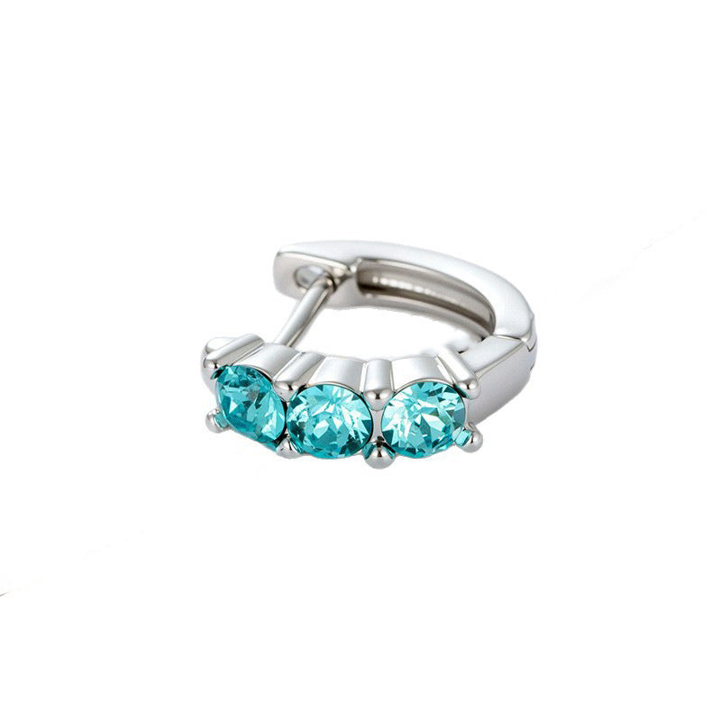 Zircon Candy Color Straight Needle Exquisite Clip Ear Buckle