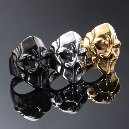 Men's Fashion Sparta Titanium Steel Personalized Skull Open Rings