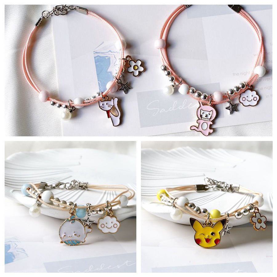 Popular Pearl Female Cartoon Woven Ceramic Jewelry Girlfriends Couple Bracelets