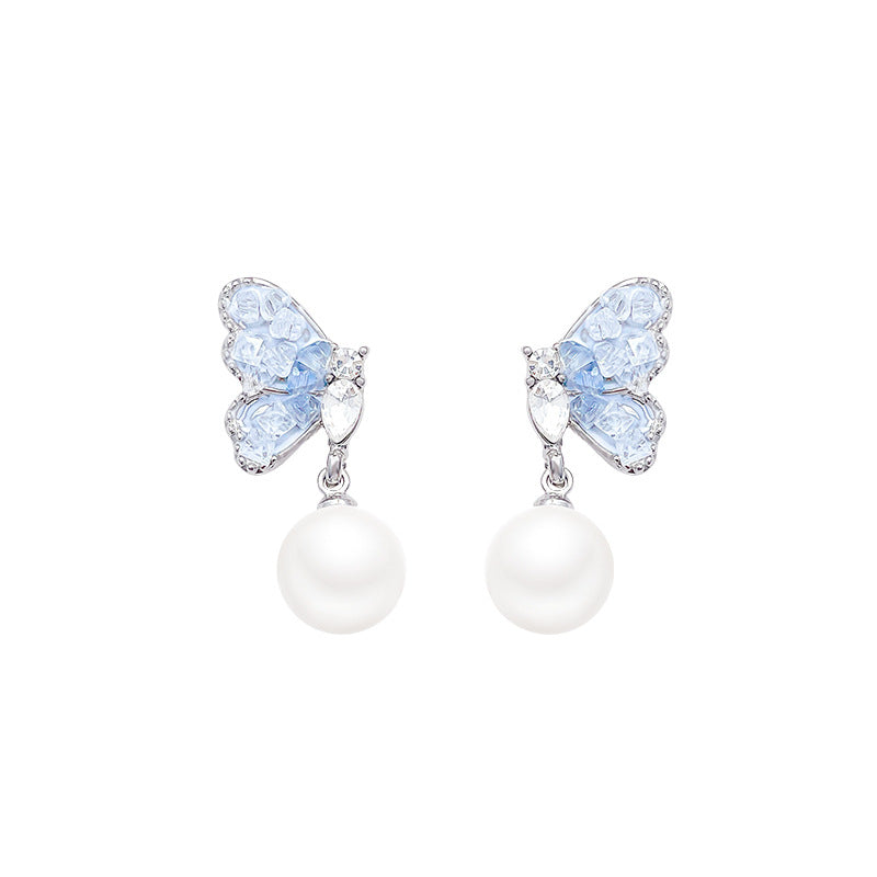 Women's Dancing Butterfly Imitation Pearl High-grade Niche Personality Affordable Earrings