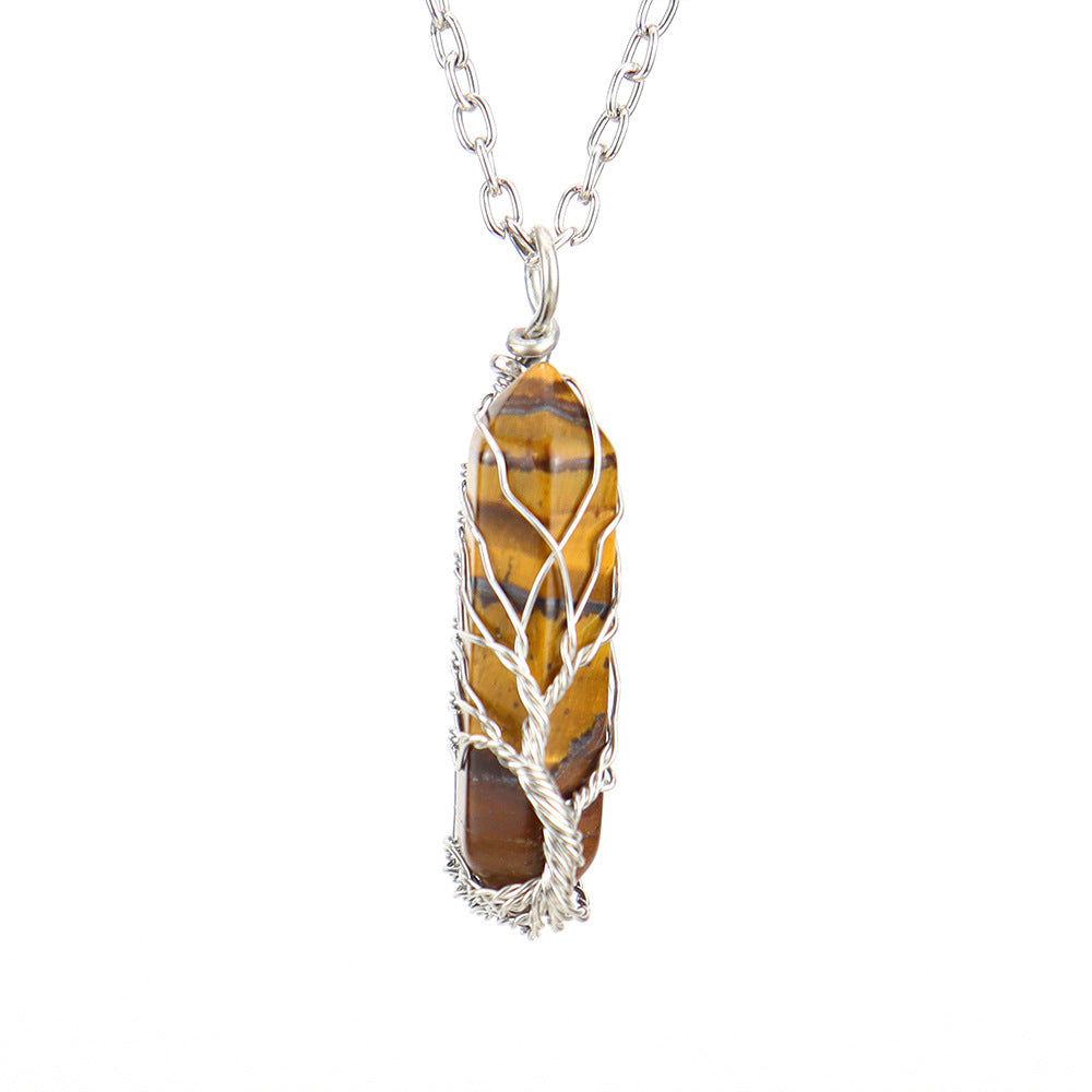 Live Broadcast Natural Hexagon Prism Winding Lucky Tree Crystal Necklaces