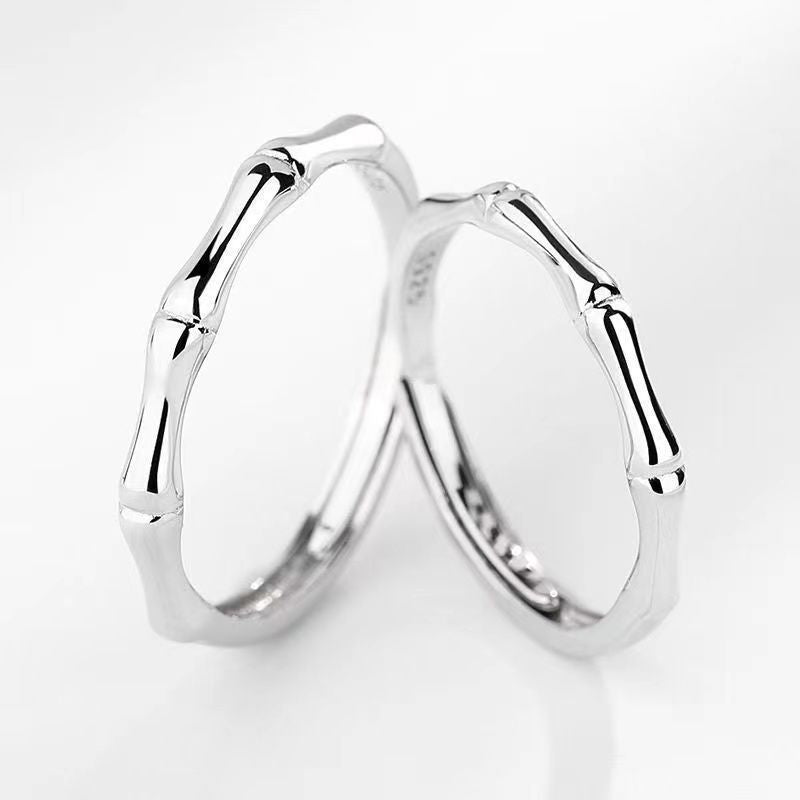 Women's & Men's Bamboo Simple Niche Commemorative Couple One Pair Ring