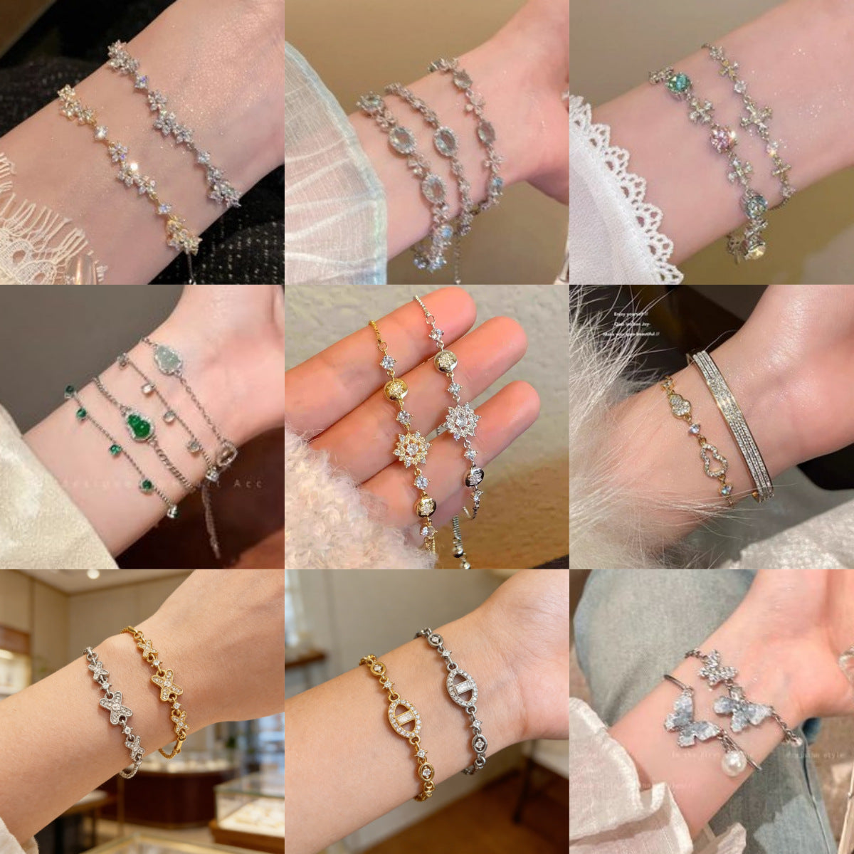 Beautiful Light Luxury High-grade Full Diamond Flash Trendy Temperamental Minority Bracelets