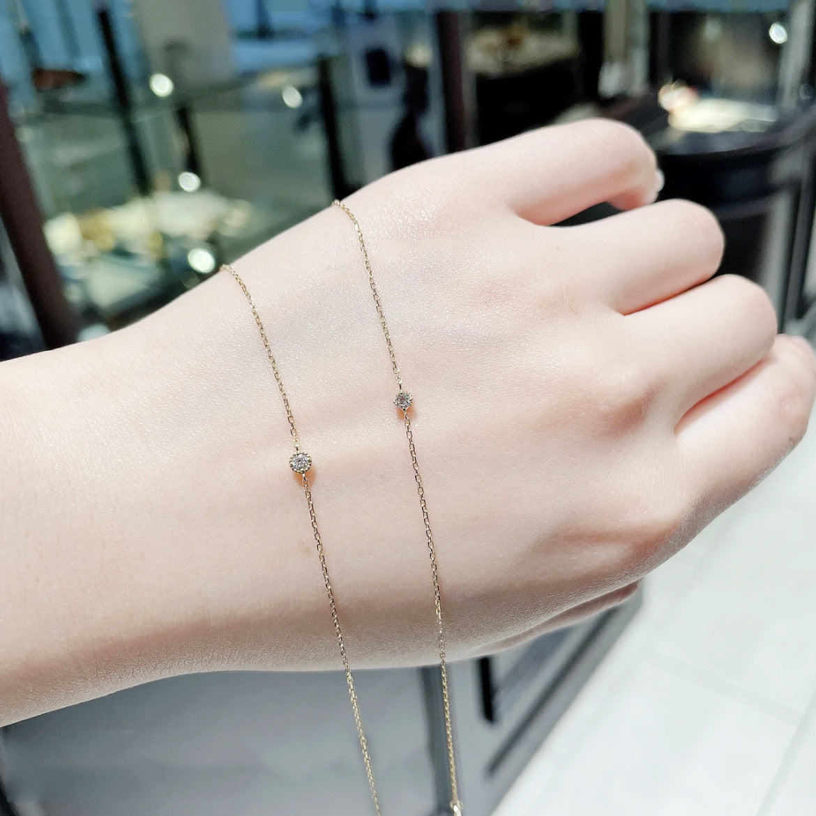 Sterling Sier Gold-plated Single Diamond Style Mild Luxury Bracelets
