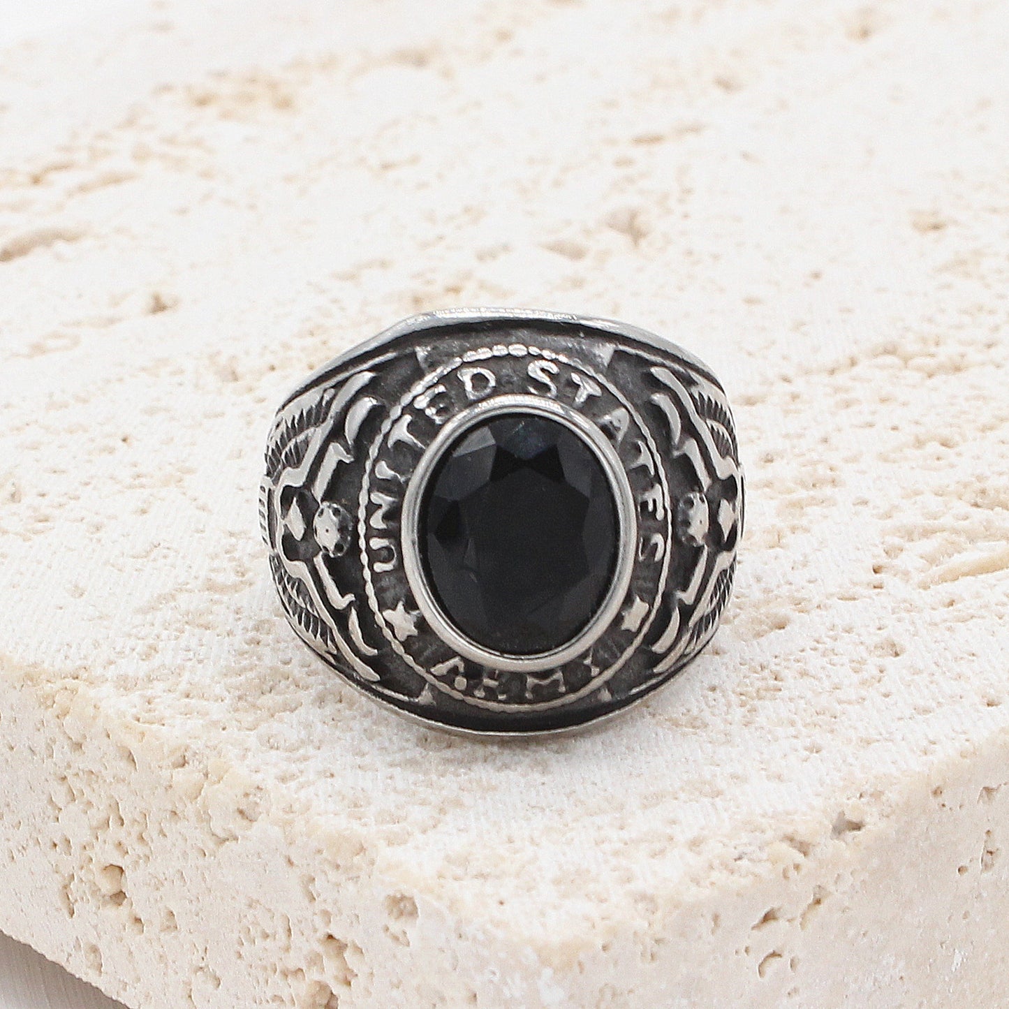 Men's Personality Retro Army Gem For Ring