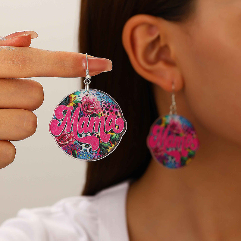 Pastoral Color Letter Acrylic Female Mother's Earrings