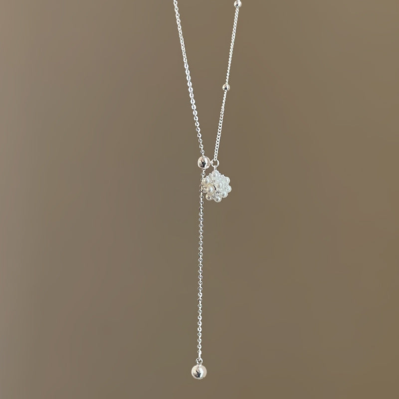 Women's Design Pearl Floral Ball Pull Simple Temperament Fashion Trend Necklace