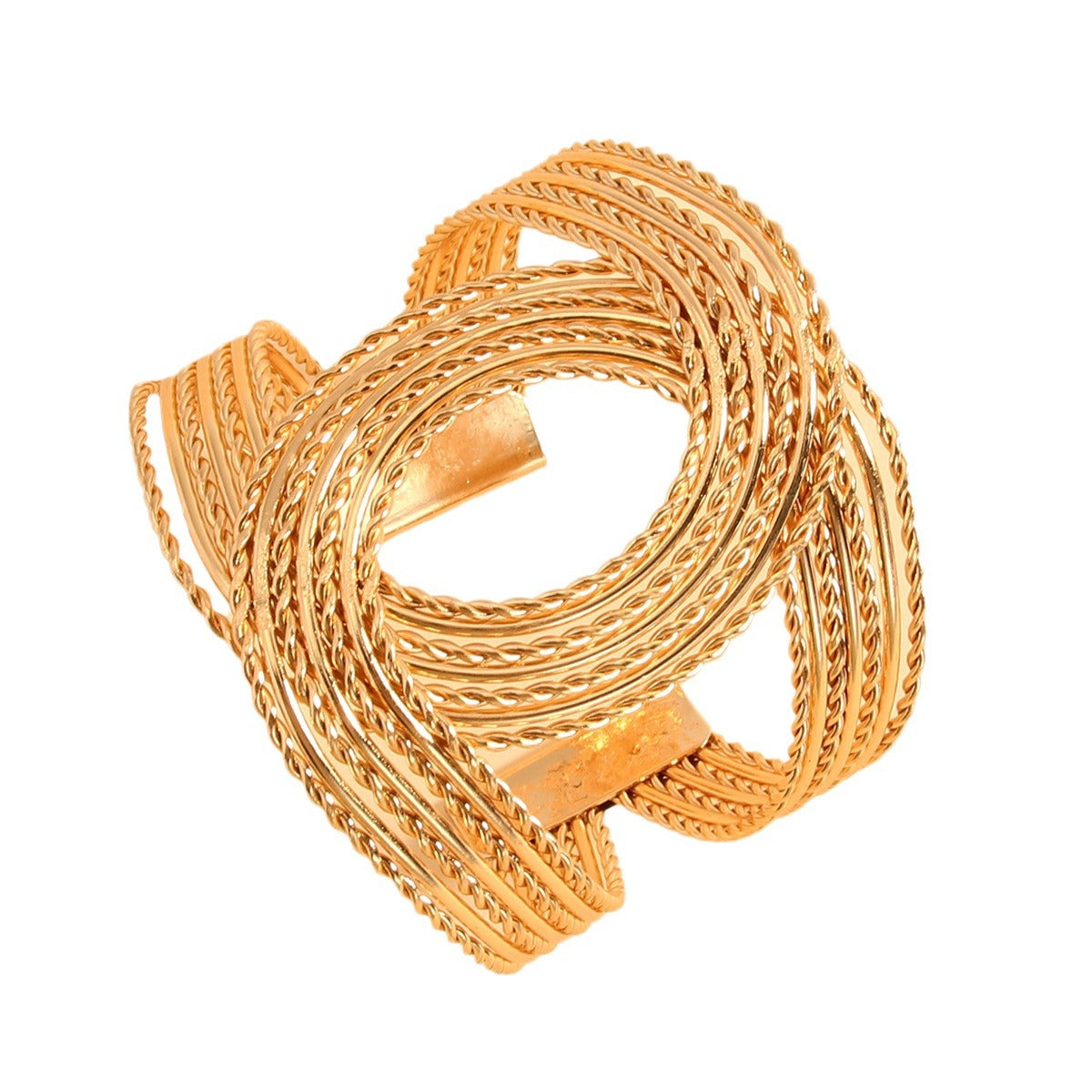 High-grade Geometric Circle Twist Open-end Exaggerated Cross Bracelet