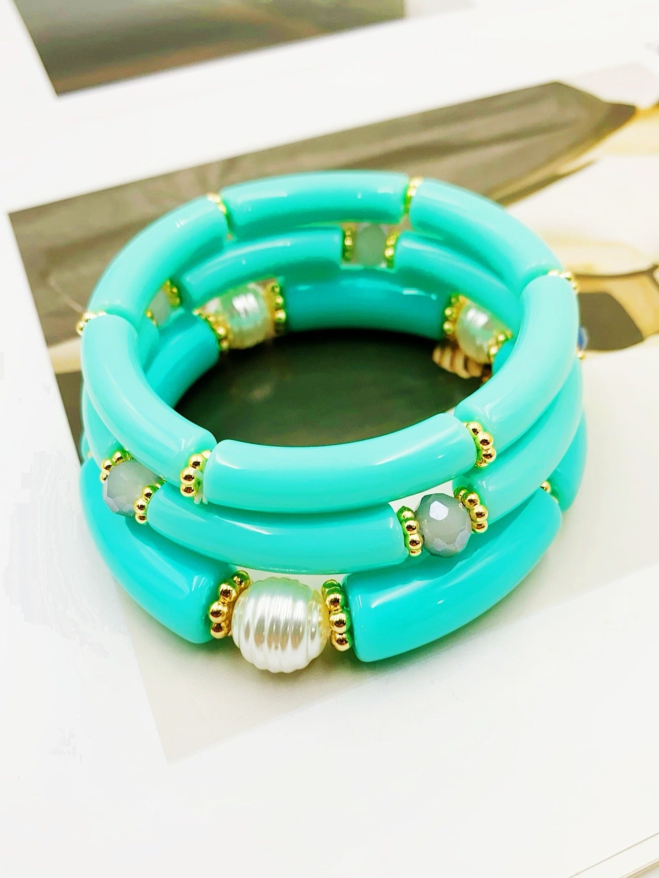 Fashion Simple Acrylic Beaded Ladies Elbow Bracelets