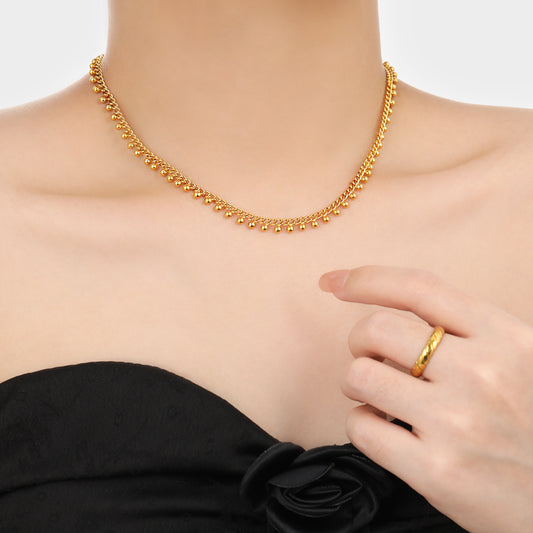Women's Simple Stainless Steel Round Beads Chain Fashion Unique Design Necklaces