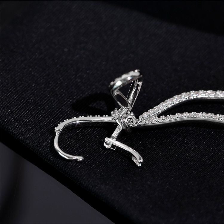 Bow Ribbon High Sense Light Luxury Temperament Ear Clip Design Earrings
