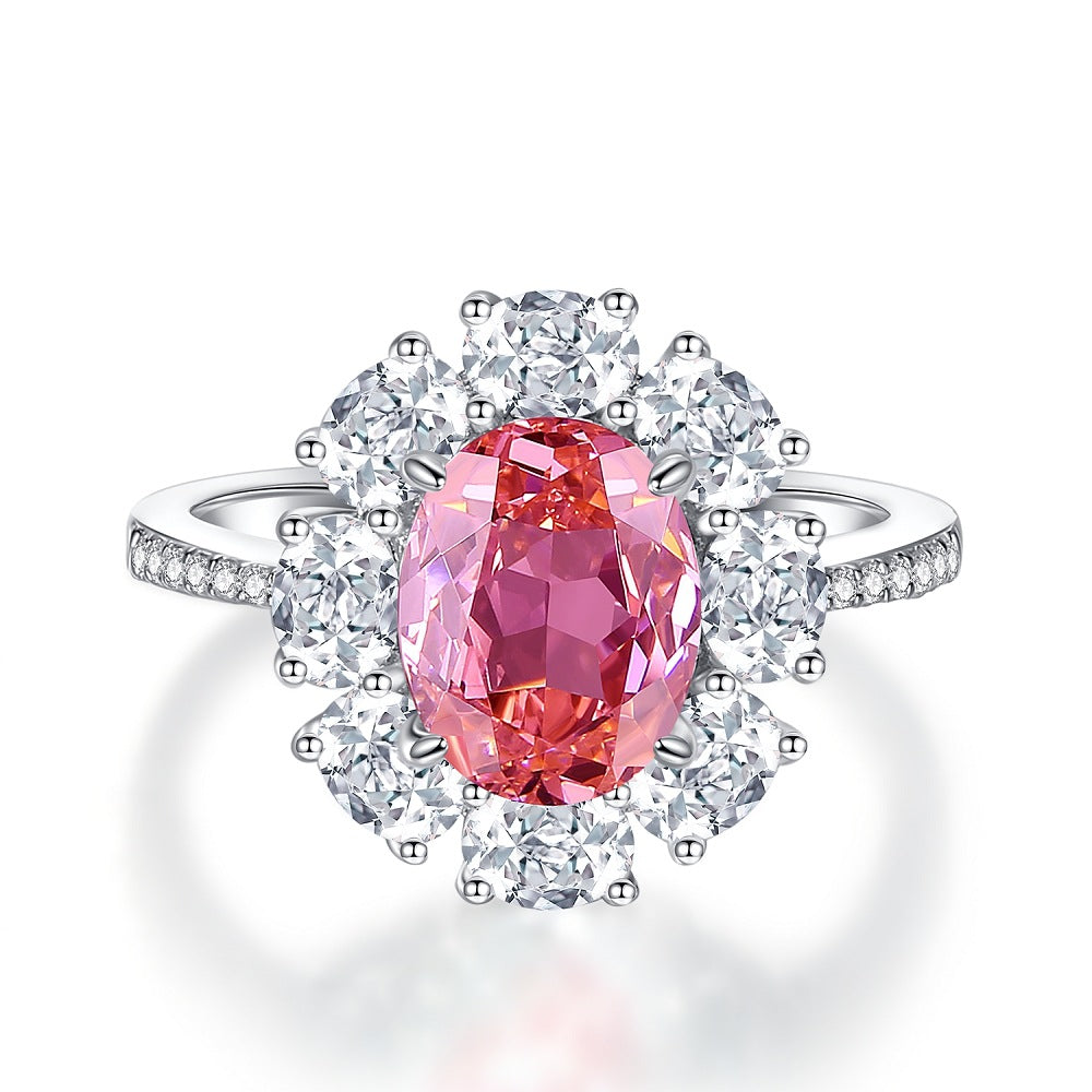 Ice Flower Cut Female Pink Diamond Rings