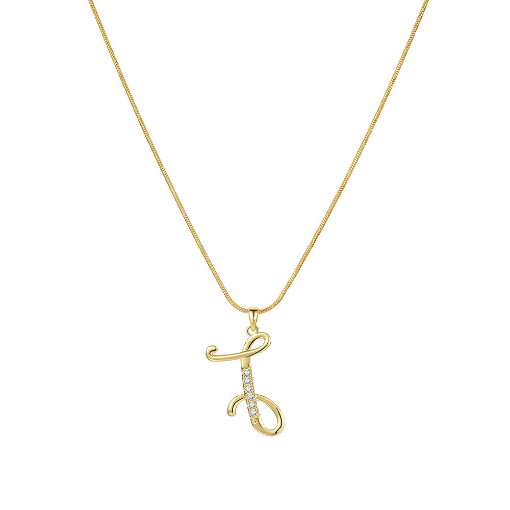 Simple Copper Inlaid Zircon Snake Chain Gold Advanced Necklaces