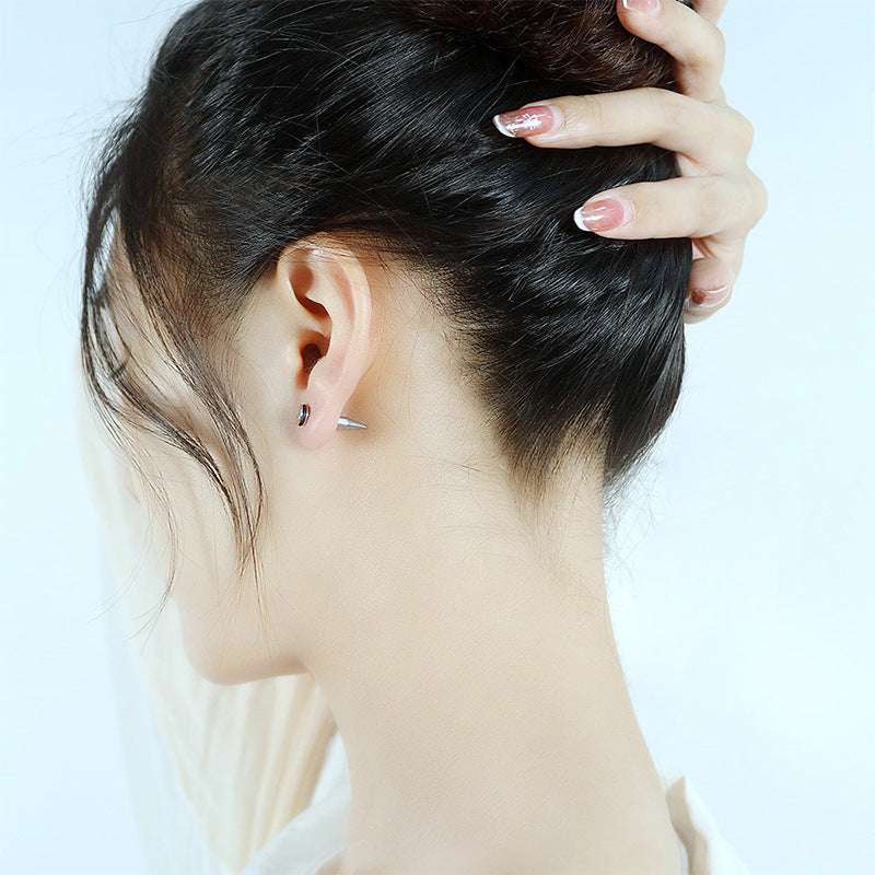 Steel Simple Rivet Cone Small Ear Bone Titanium Screw Stud Earrings
