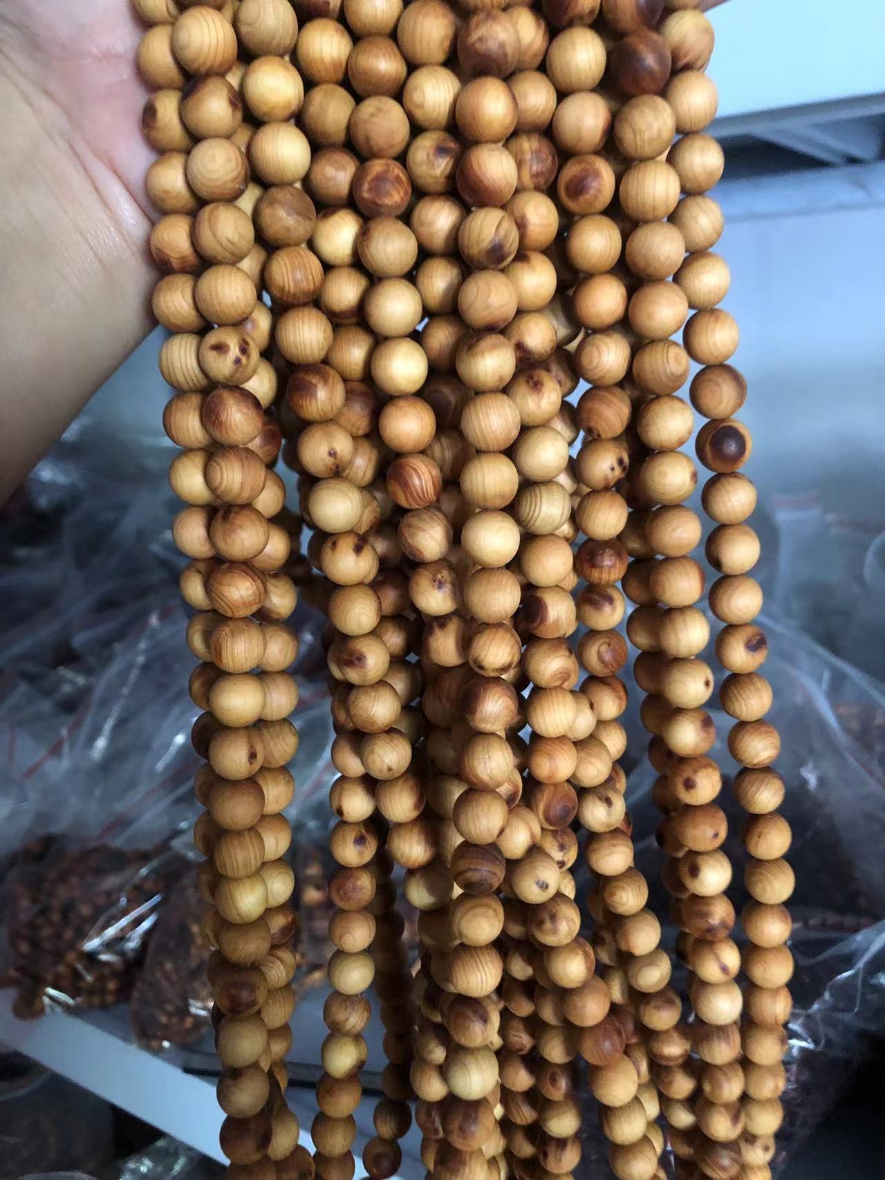Black Oil High Density Wooden Prayer Beads Gentiana Pattern Bracelet