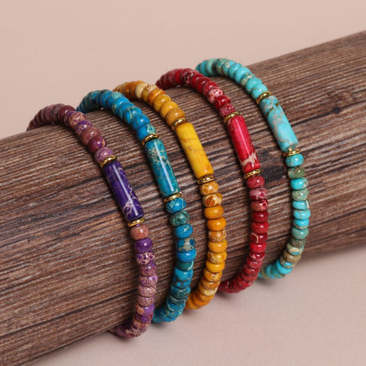 Abacus Beads Emperor Turquoise Woven Couple Bracelet