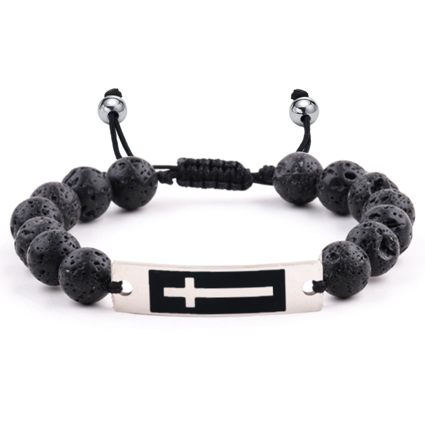 Men's Stone Beads Gift Stainless Steel Black Dripping Bracelets