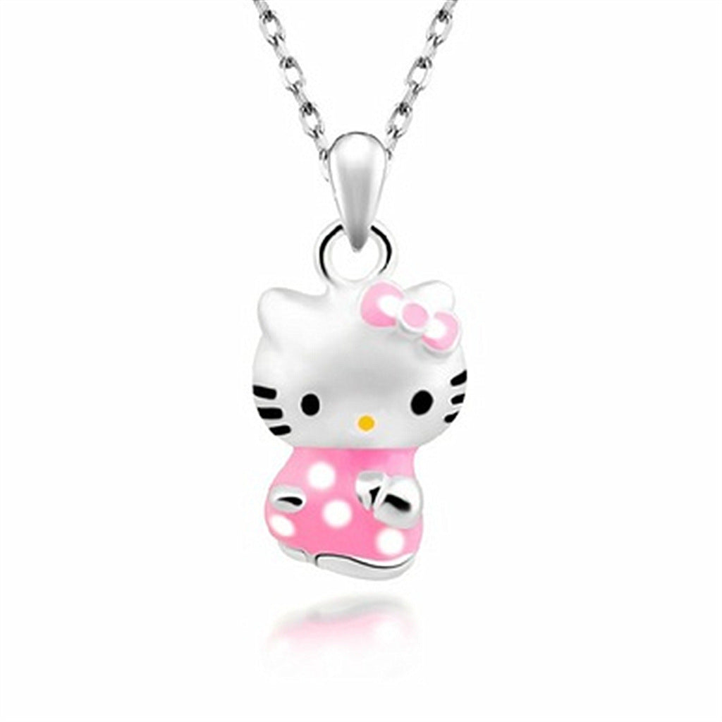 Women's Elegant Cute Cat Pink Epoxy Necklaces