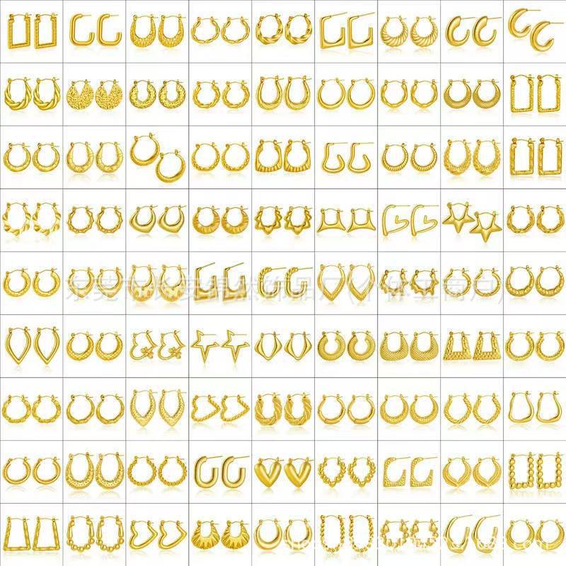 Hydraulic Craft Stainless Steel Gold-plated Irregular Geometric Earrings