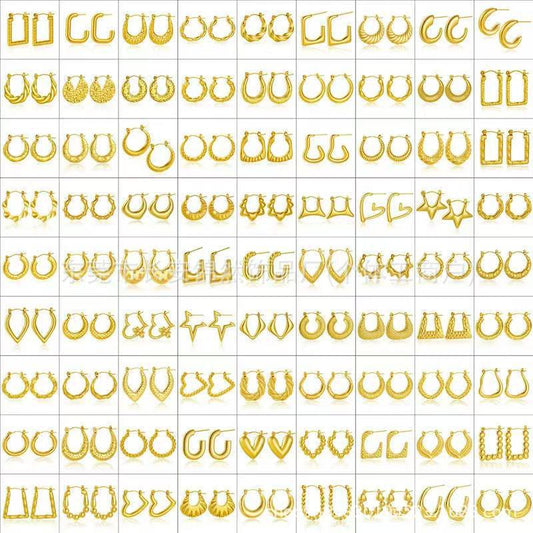 Hydraulic Craft Stainless Steel Gold-plated Irregular Geometric Earrings