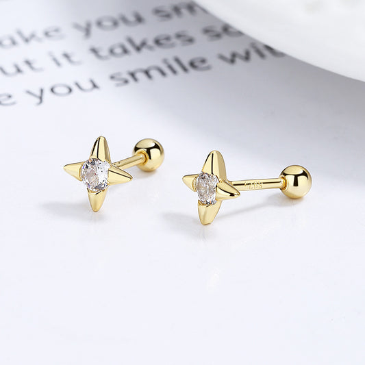 Women's Sier Sun Thread For Simple Versatile Zircon Earrings
