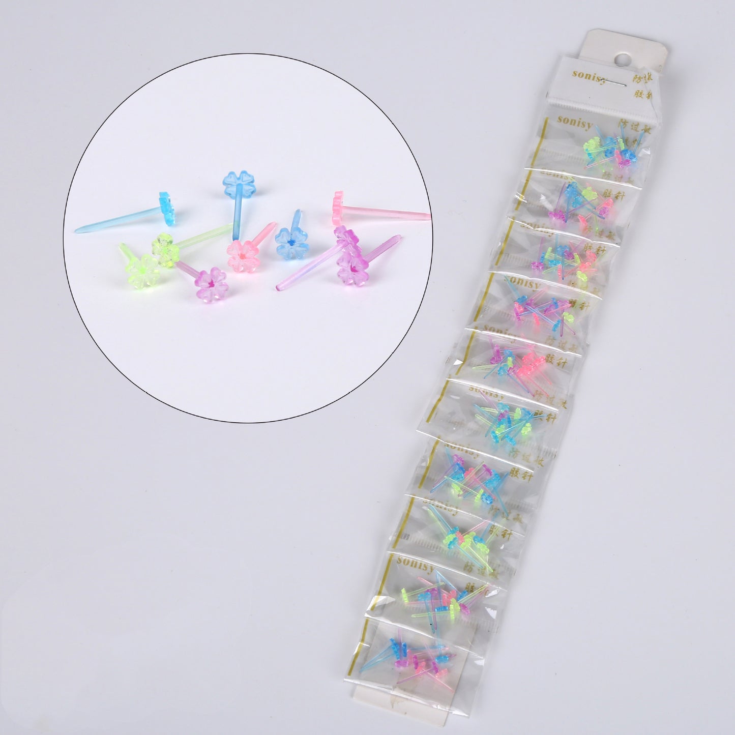 Women's & Men's Plastic Needle Ear Bar Four-leaf Clover Bear Stick Petite Stud Earrings