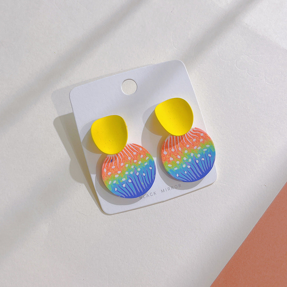 Women's Polymer Clay Small Cute Geometric Pattern Earrings