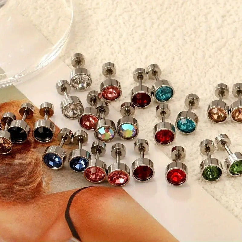 Stainless Steel Diamond Cup Car Plug Ear Bone Seconds Stud Earrings