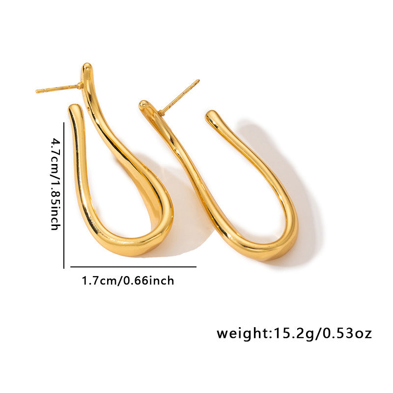 Geometric Ear Titanium Steel No Fading Exaggerated High-grade Light Luxury Earrings