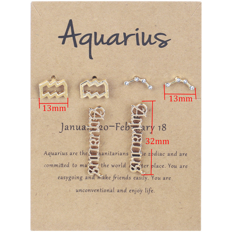 Twee Constellation Symbol Diamond Retro Alphabet Rings