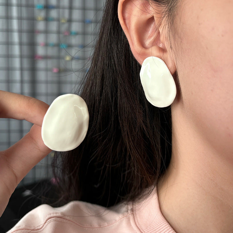 Women's Fashion Simple Ear Clip Small Enamel Earrings