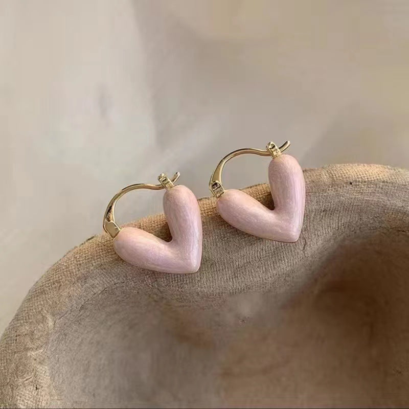 Women's Love Heart Fashionable Niche Design French Style Stud Earrings