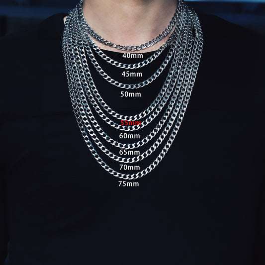 Men's Cuban Link Chain Titanium Steel Clavicle Necklaces
