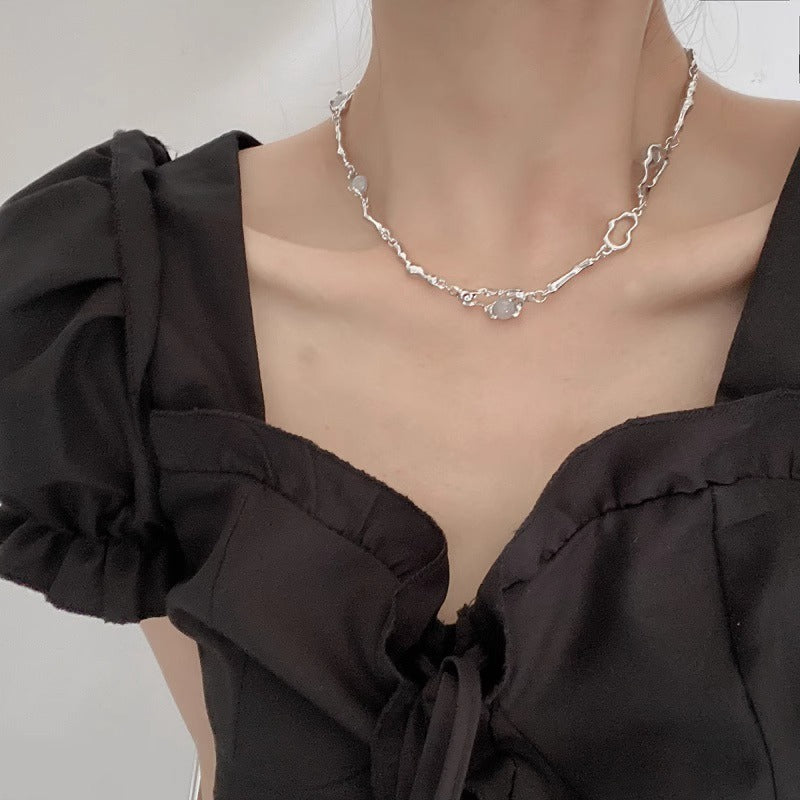 Pin Moonstone Irregular Female Design Cold Style High-grade Necklaces