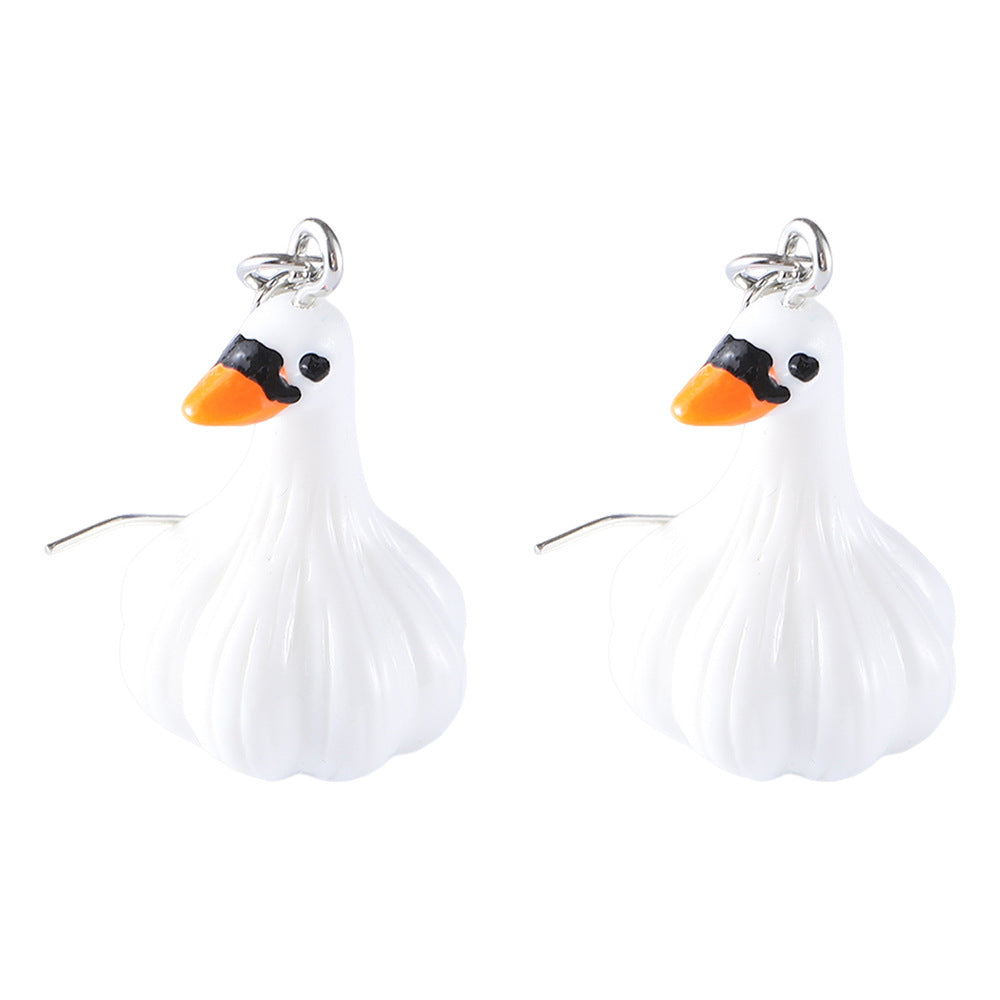 Healing Garlic Duck Clair Cartoon Cute Earrings