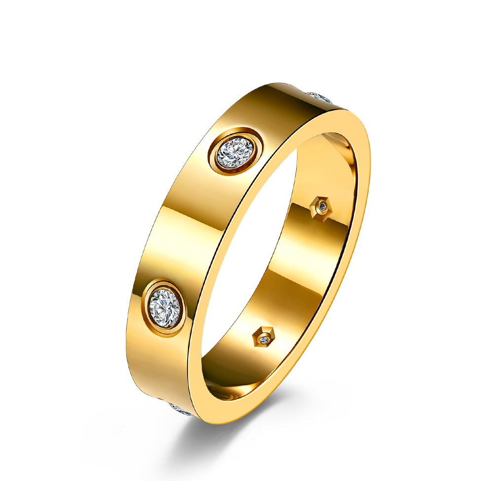 Steel Diamond Couple Male Female Trendy Rings