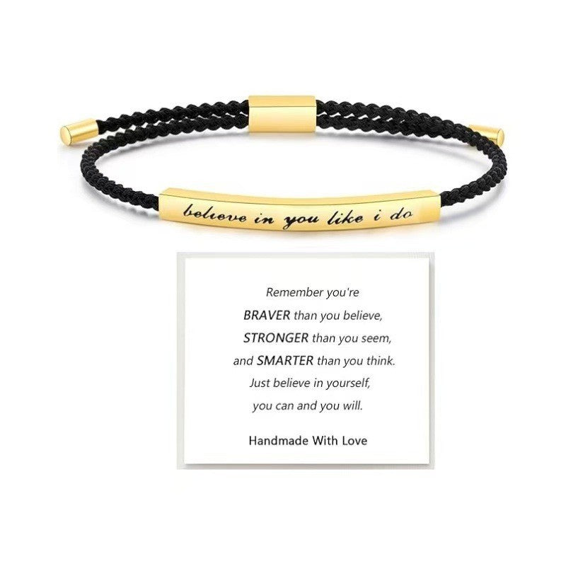 Elbow Lettering Friend Gift Rose Gold Adjustable Sier Stainless Bracelet