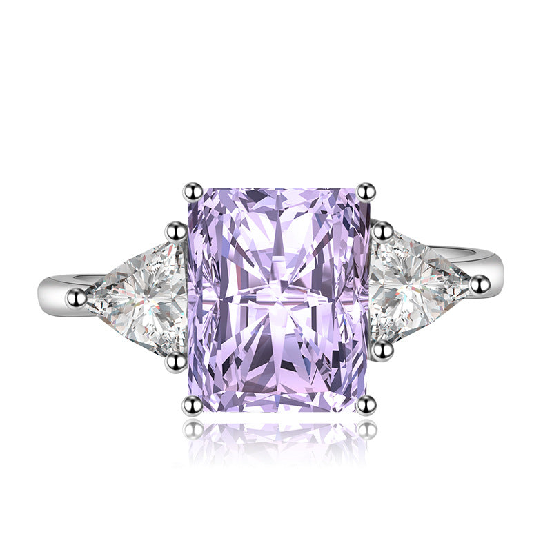 Square Diamond Female Geometric Triangle Open Engagement Rings