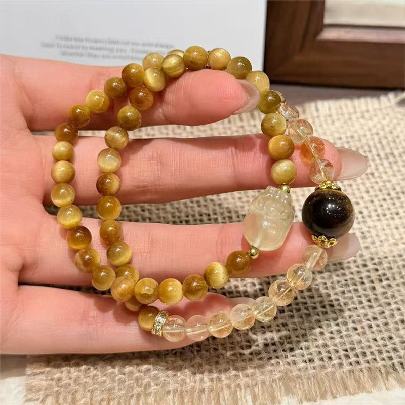 Red Agate Fashion Floating Flowers Chalcedony Double Circle Twin Bracelet