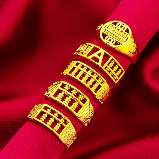 Women's Abacus Opening Vietnam Placer Gold Ring