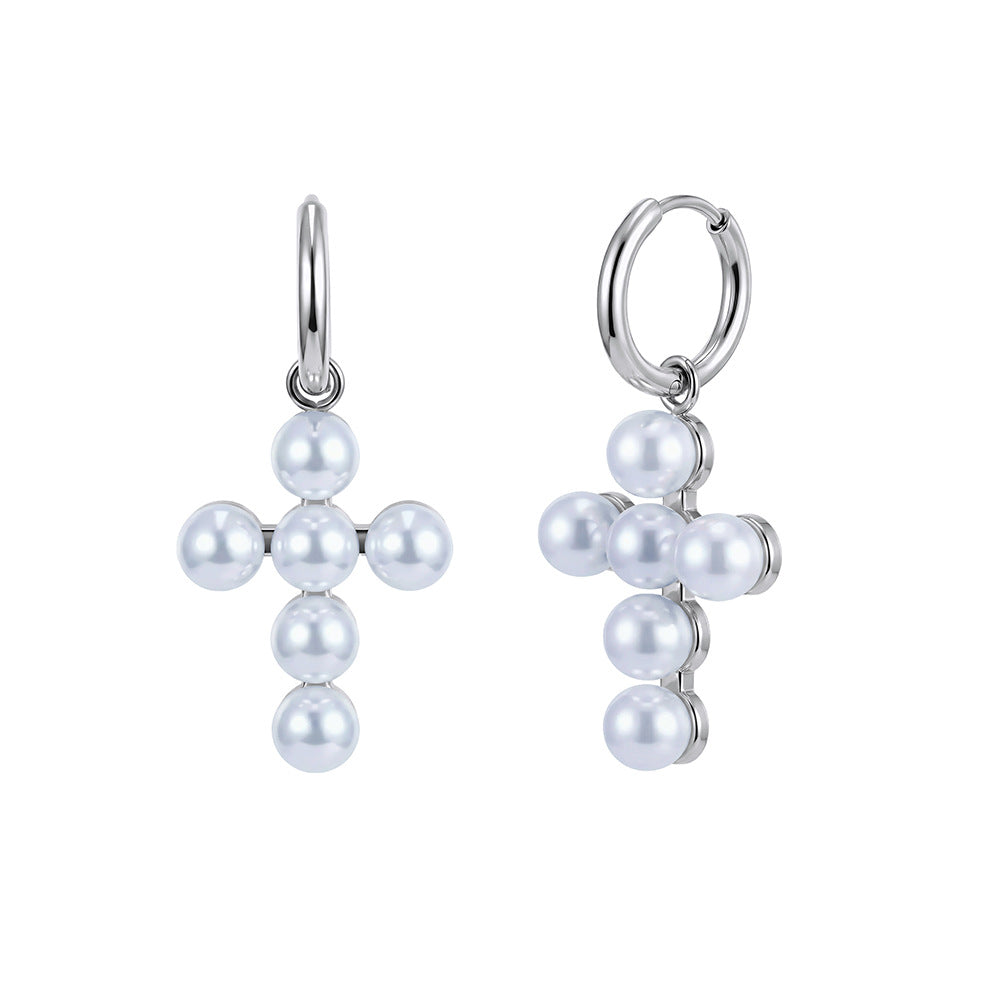 Women's Stainless Steel Diamond Tassel Simple Niche Everyday Joker Twin Collection Earrings