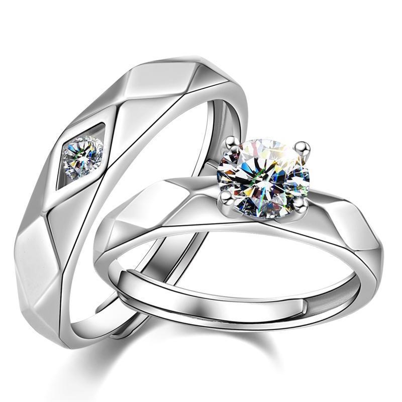 Women's & Men's Open Mouth White Gold Wedding Affordable Rings