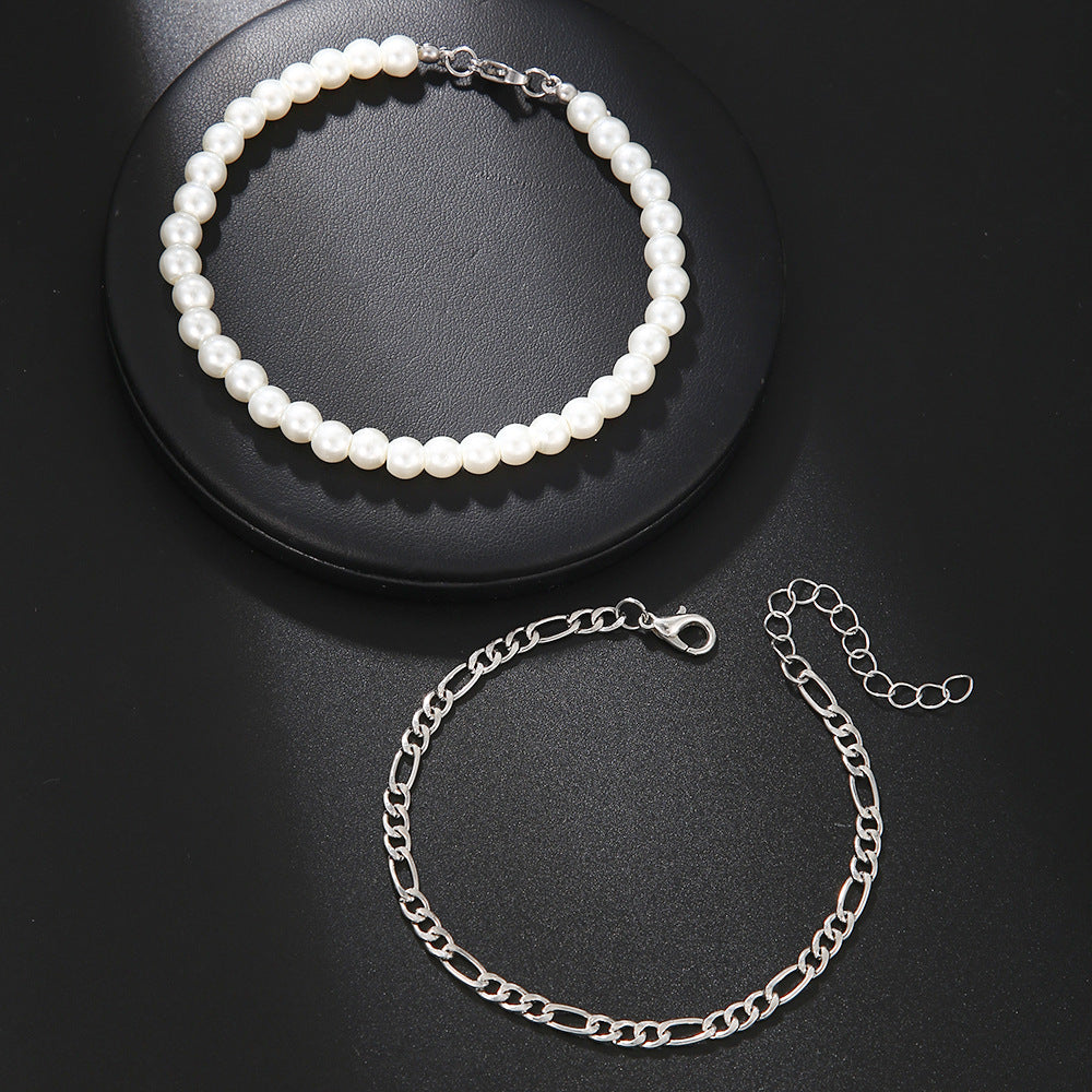 Men's Pearl Chain Niche Temperament Beaded Twin Bracelets