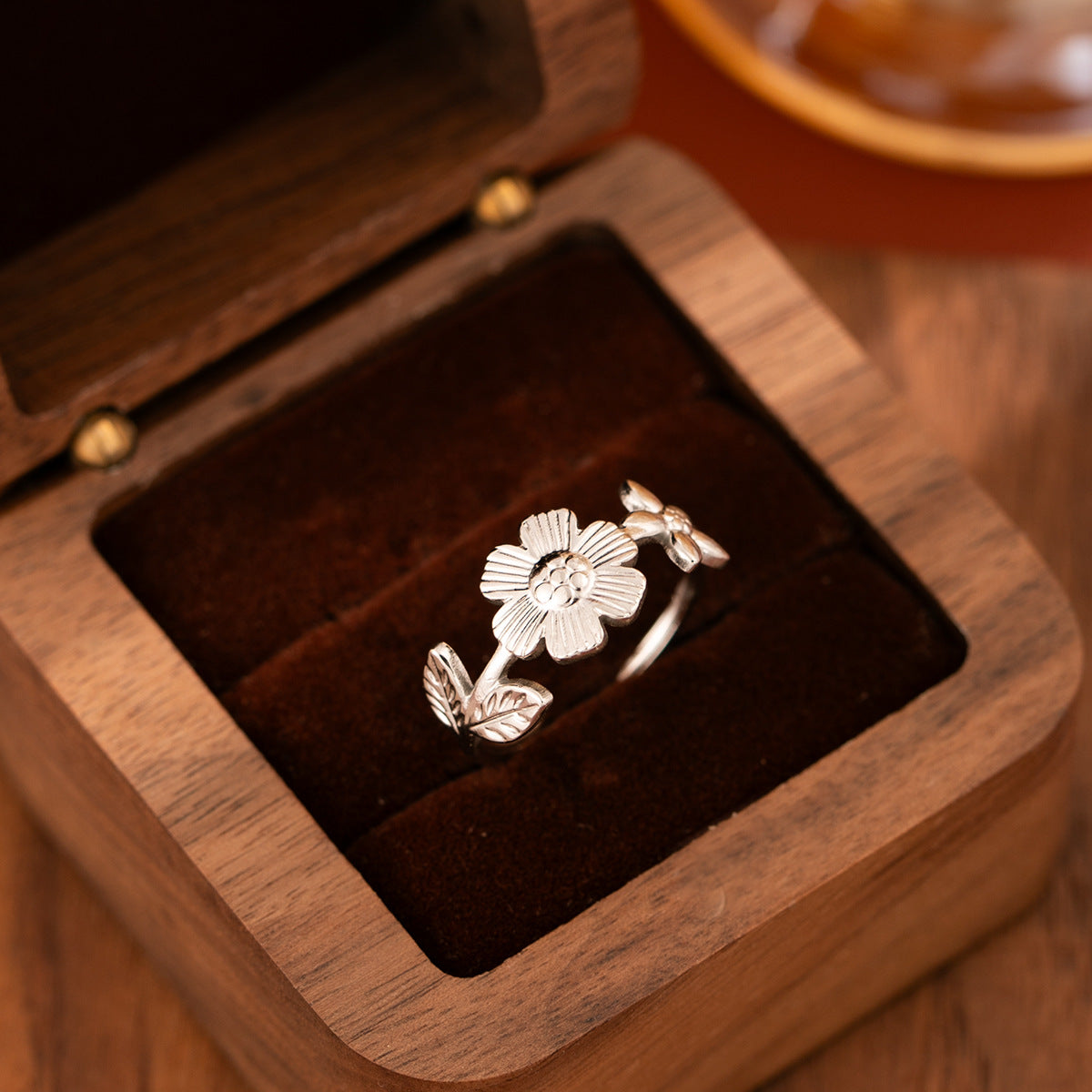 Flower Oil Pressure Simple Daisy Stainless Steel Rings