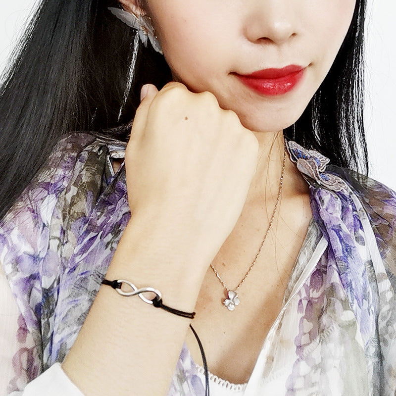 Simple Alloy Hand-woven Adjustable Couple Card Bracelet