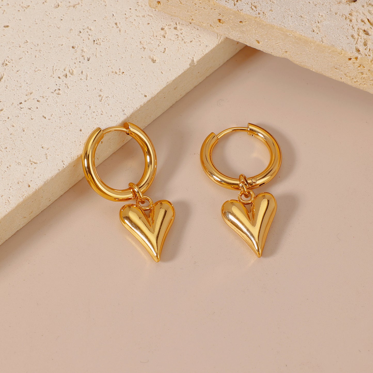 Women's Stainless Steel For Love Heart Flowers Eardrops Ear Titanium Earrings