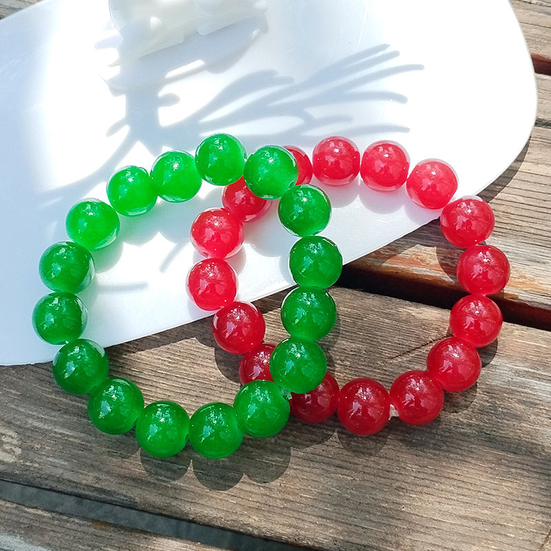Women's High Ice Green Chalcedony Round Beads Imitation Jade Light Luxury Bracelets