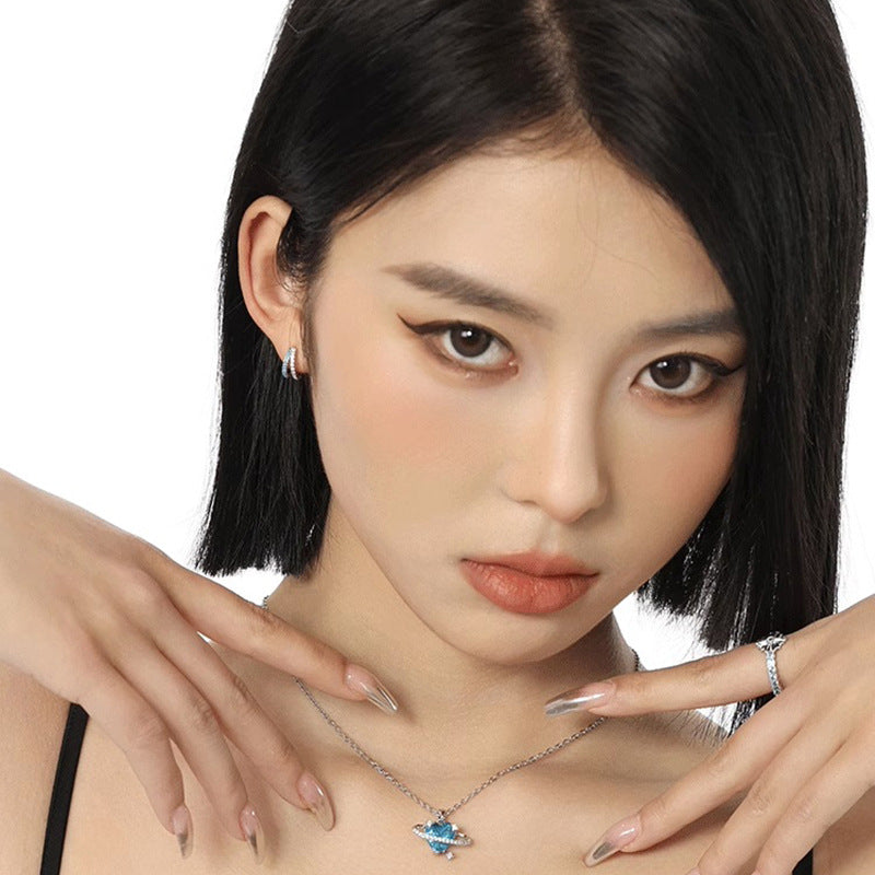 Women's Niche Geometric Lines Clip Simple Elegant Zircon Earrings