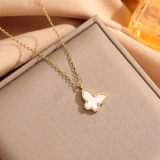 Women's Shell Butterfly Titanium Steel Clavicle Chain Gold Niche Necklaces